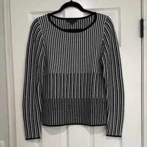 Ann Taylor NWT black and white stripe graphic colorblock sweater